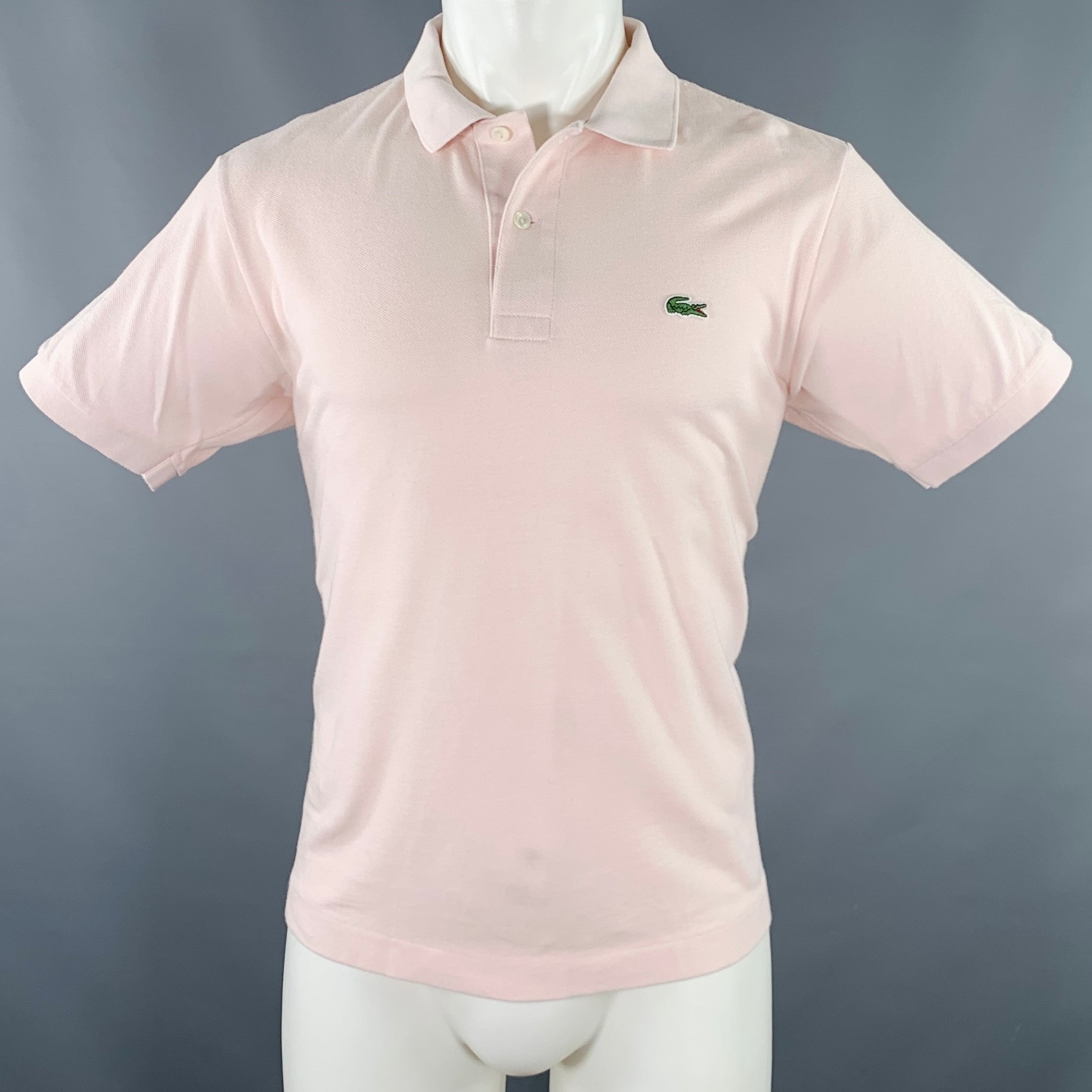 LACOSTE Size M Pink Embroidery Cotton Short Sleeve Polo