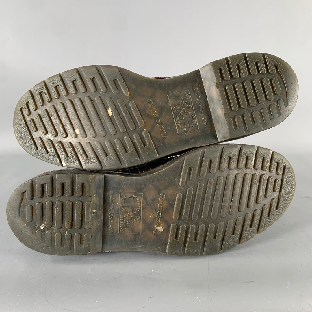 DOC MARTENS Size 12 Burgundy Abstract Leather Boots