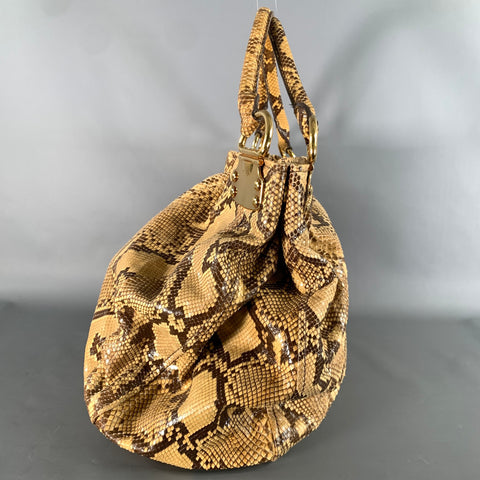 MIU MIU Tan Brown Snakeskin Snakeskin Leather Hobo Handbag
