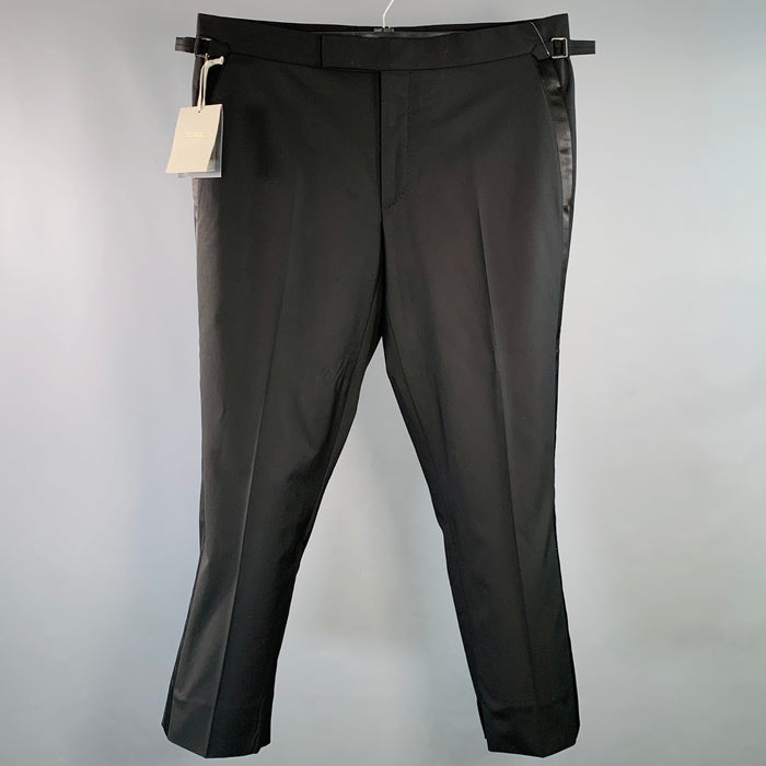TOM FORD Size 36 Black Wool Flat Front Tuxedo Zip Fly Dress Pants