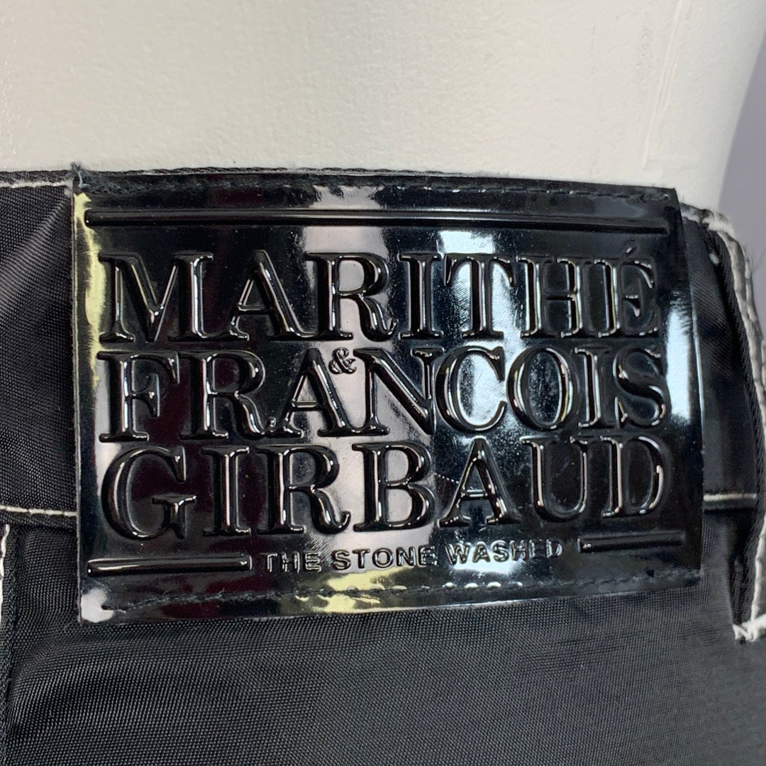 MARITHE+FRANCOIS GIRBAUD Size 28 Black White Nylon Contrast Stitch Cargo Casual Pants