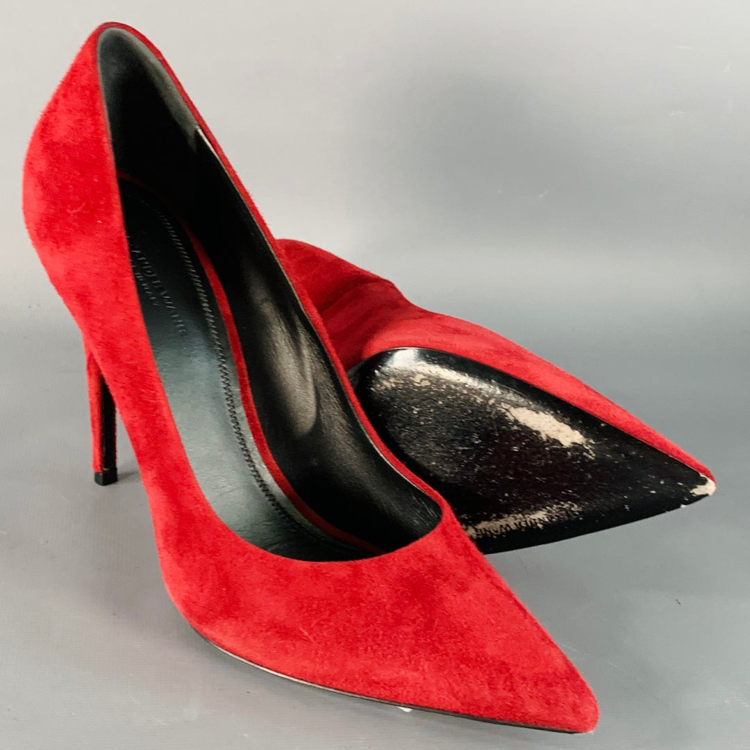 ALEXANDER WANG Size 9 Annika Red Oxblood Suede Pointed Toe Stiletto Pumps