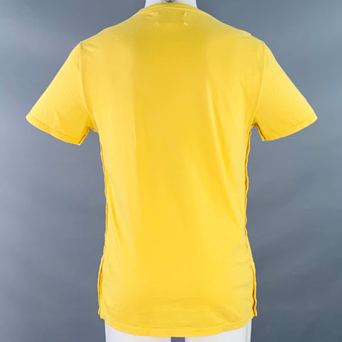 MAISON MARTIN MARGIELA Size M Yellow Cotton Side Snaps Crew Neck T-shirt