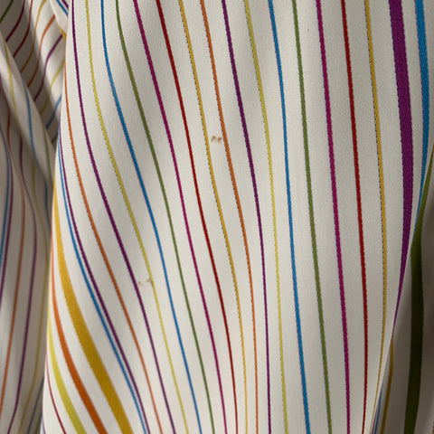 BRIONI Size M White Multi Color Stripe Cotton Button Up Long Sleeve Shirt