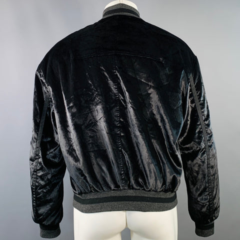 HAIDER ACKERMANN Size M Black Velvet Viscose Blend Zip Up Bomber Jacket