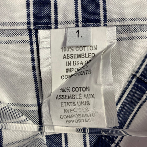THOM BROWNE Size S White Navy Plaid Cotton One Pocket Long Sleeve Shirt