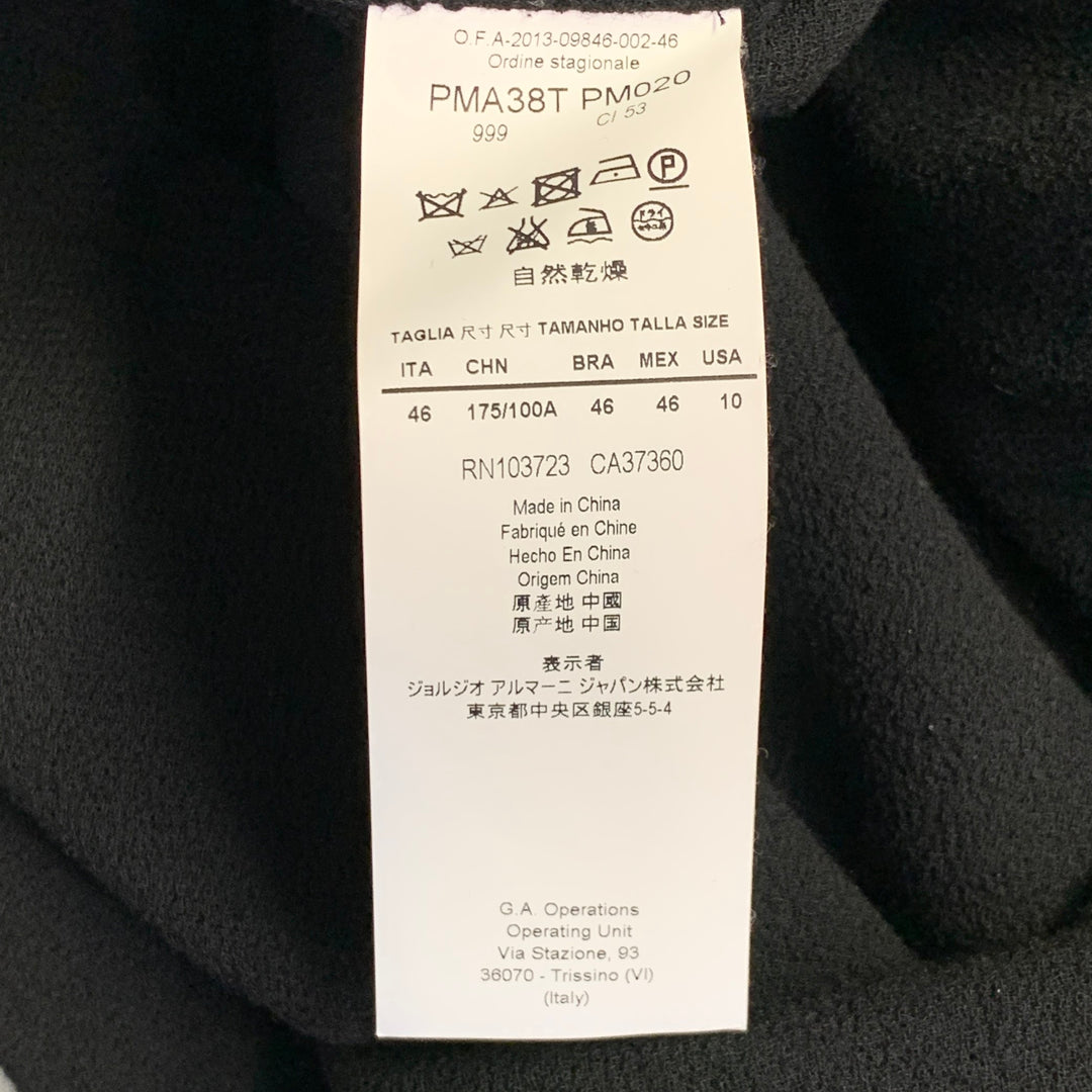 ARMANI COLLEZIONI Size 10 Black Wool Crepe Sleeveless Knee Length Dress