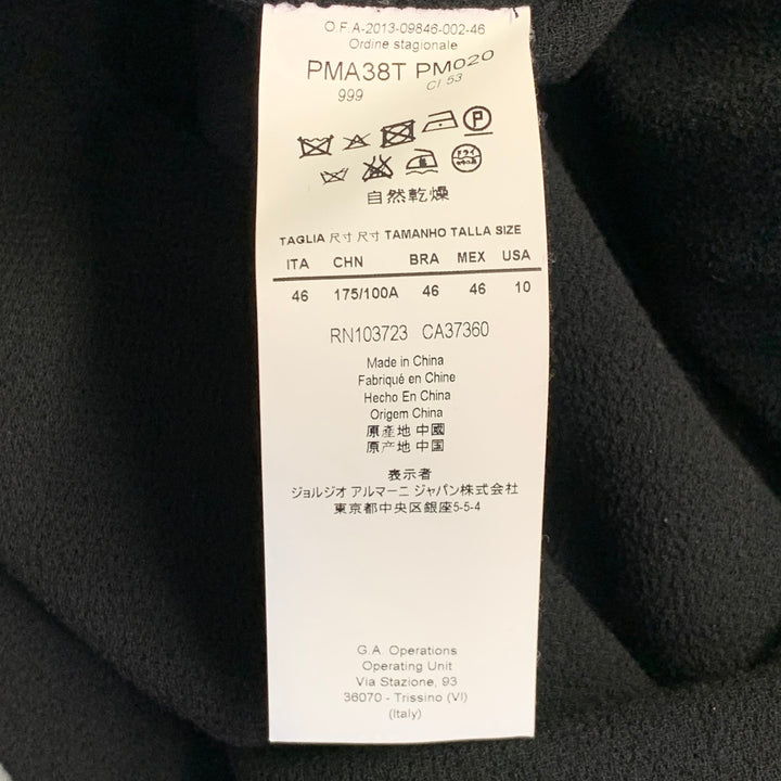 ARMANI COLLEZIONI Size 10 Black Wool Crepe Sleeveless Knee Length Dress