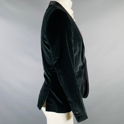 THE KOOPLES Size 38 Black Velvet Cotton Velvet Shawl Sport Coat