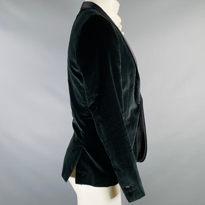 THE KOOPLES Size 38 Black Velvet Cotton Velvet Shawl Sport Coat
