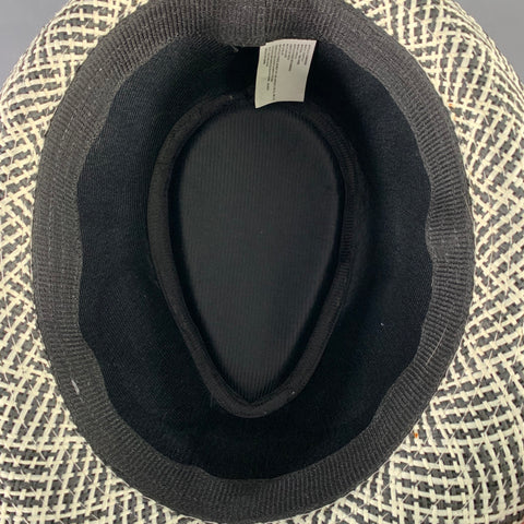VINTAGE Black White Woven Paper Fedora Hat