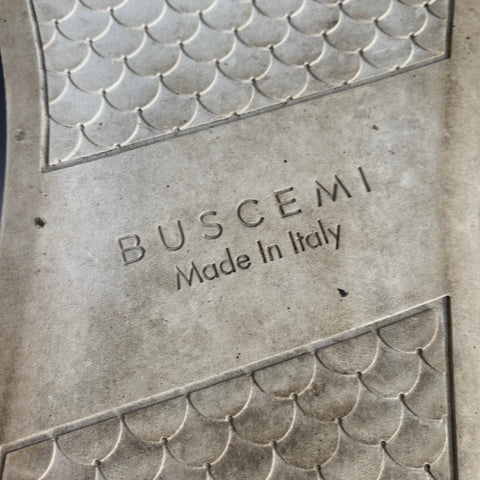 BUSCEMI Size 11 100MM Navy White Two Toned Leather High Top Sneakers