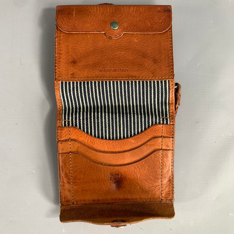 RRL by RALPH LAUREN Brown Navy Stripe Canvas leaher Wallet