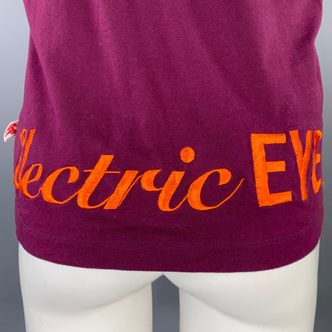 WALTER VAN BEIRENDONCK Size S Purple Embroidery Cotton T-shirt