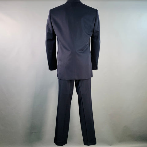 RALPH LAUREN Size 40 Regular Navy Twill Wool Notch Lapel Suit