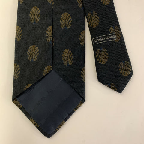 GIORGIO ARMANI Black Tan Leaves Silk Tie