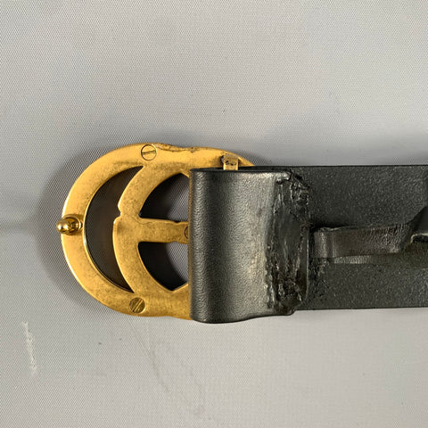 GUCCI Size 36 Black Solid Leather Belt