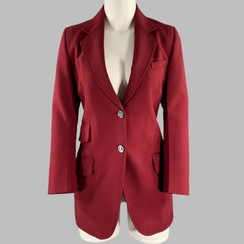 GUCCI Size S Burgundy Single Breasted Twill Jacket Blazer