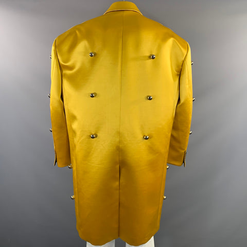RAF SIMONS S/S2019 Size 38 Yellow Applique Wool & Silk Oversized Coat