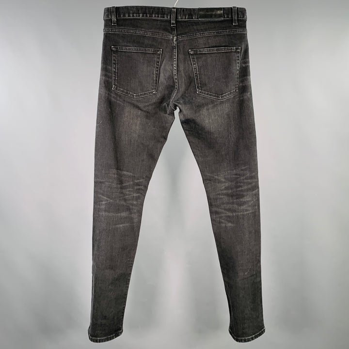 THE KOOPLES Size 31 Black Grey Distressed Cotton Blend Selvedge Jeans