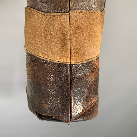 GUCCI TOM FORD Taille 38 Blouson Zippé en Cuir Marron Appliqué