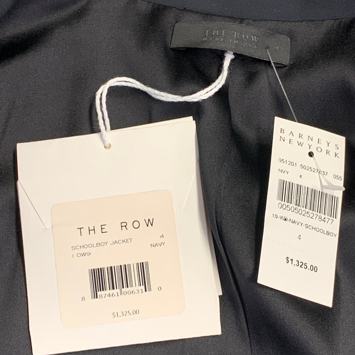 THE ROW Size 4 Schoolboy Navy Virgin Wool Blend Notch Lapel Jacket Blazer