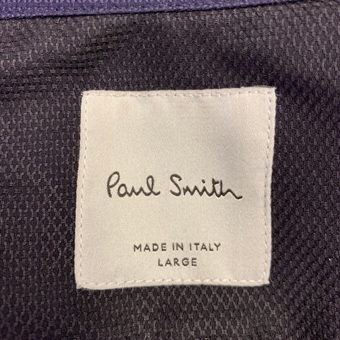 PAUL SMITH Size L Purple Textured Cotton One Pocket Long Sleeve Shirt