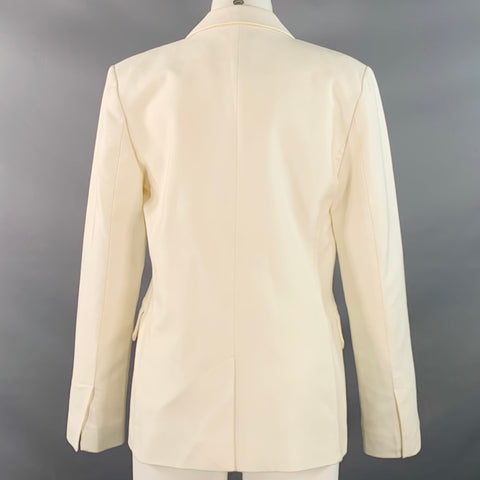 HELMUT LANG Size 8 Cream Viscose Cotton Woven Jacket Blazer