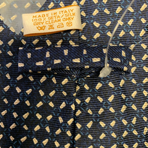 BVLGARI Navy White Polka Dot Silk Tie