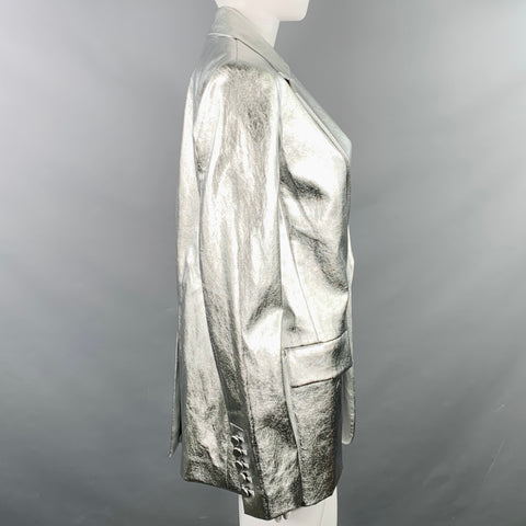 A.L.C. Size M Silver Viscose Blend Metallic Jacket Blazer