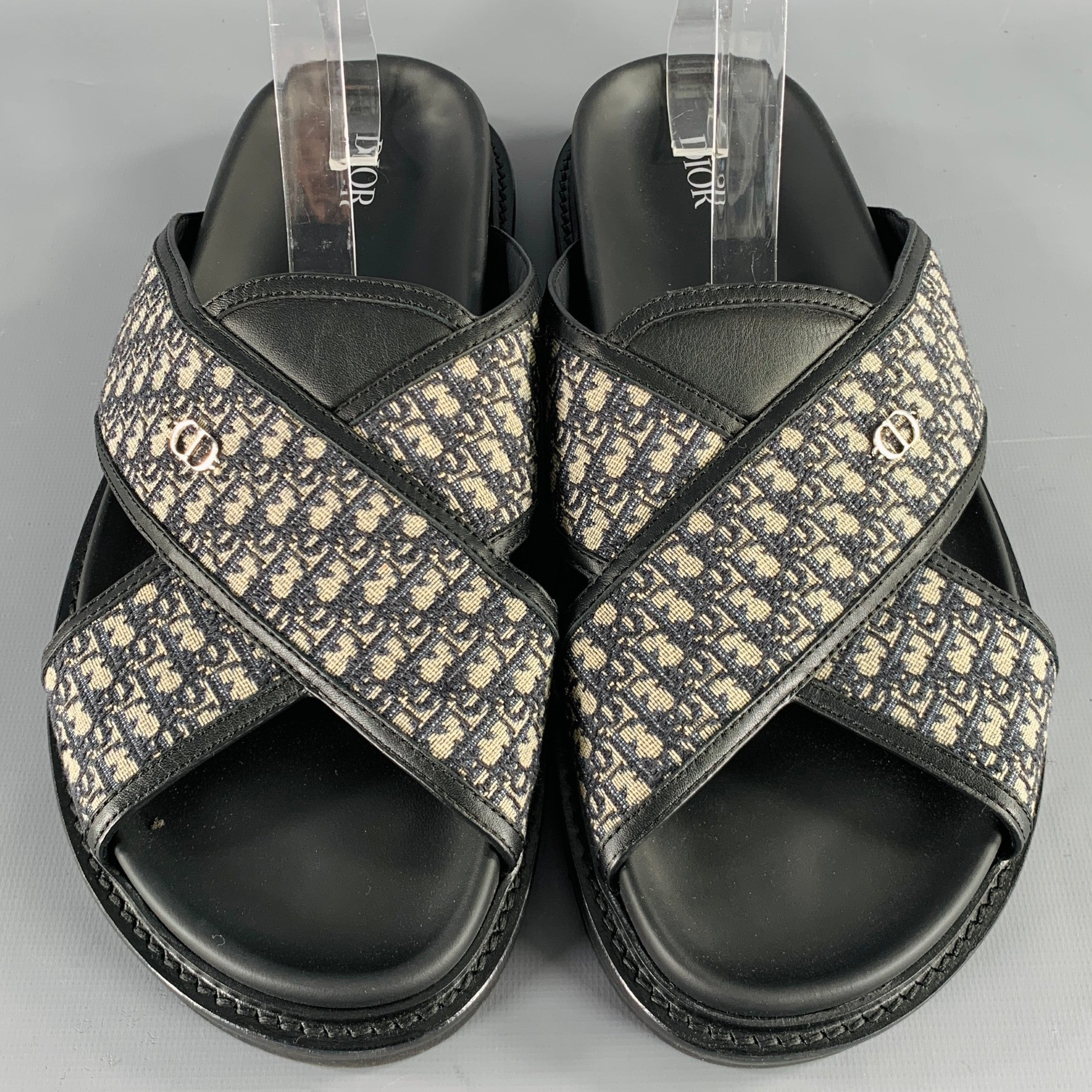 【関税&送料込】Dior Homme Dior Oblique Sandal DIOR HOMME Size 12 Navy Beige Oblique Canvas Straps Sandals