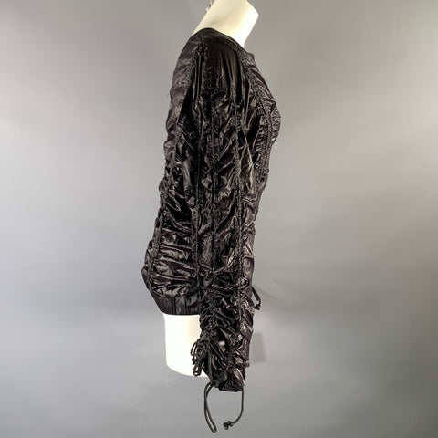 NORMA KAMALI Size S Black Nylon Ruched Zip Up Jacket Outdoor