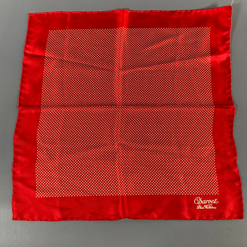 CHARVET Red Cream Polka Dot Pocket Square