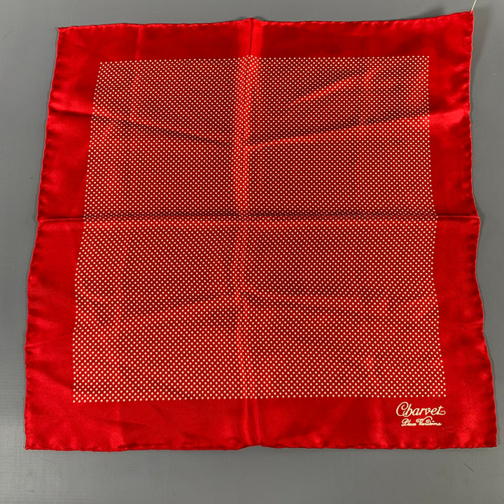 CHARVET Red Cream Polka Dot Pocket Square