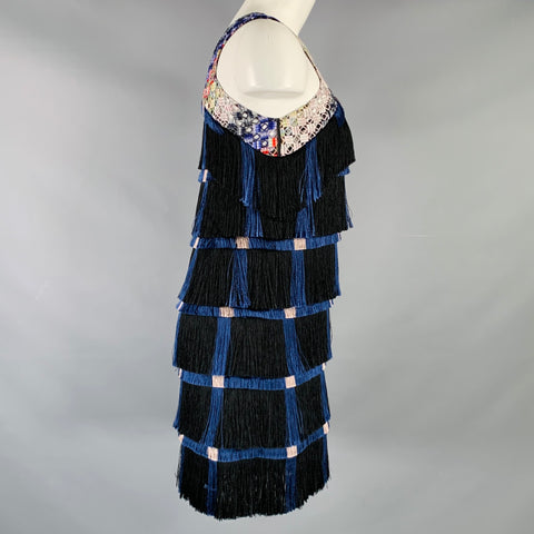 MARCO do VICENZO Size 0 Black Multi Color Polyester Flapper Cocktail Dress
