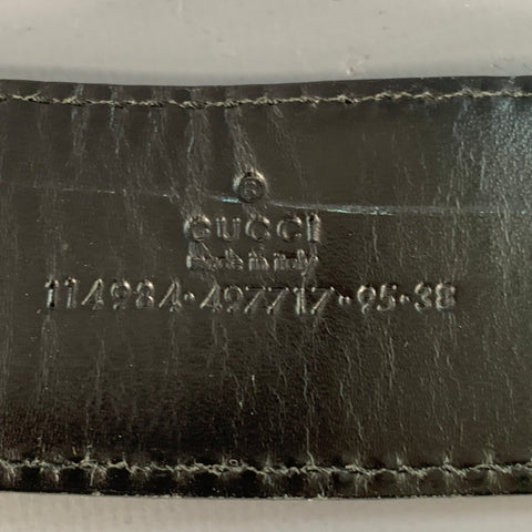GUCCI Size 38 Guccissima Black Monogram Leather GG Buckle Belt