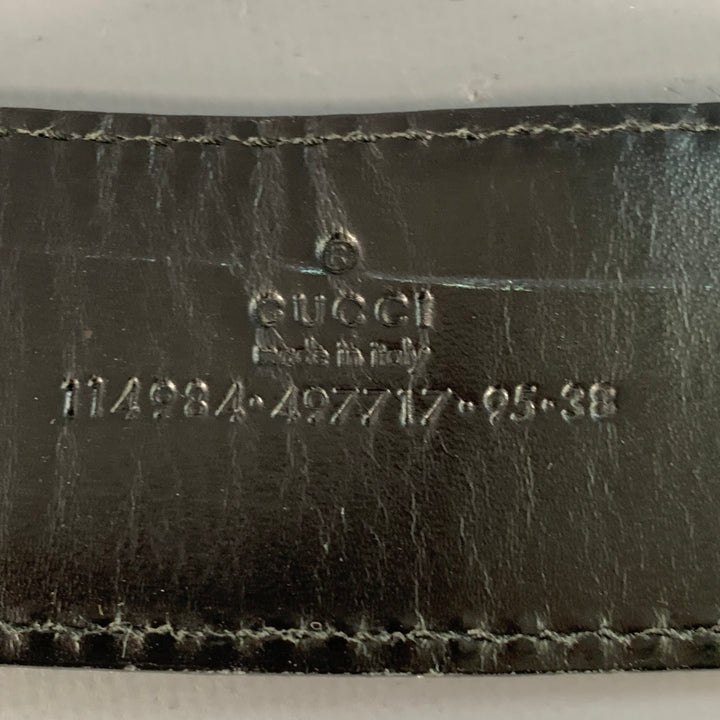 GUCCI Size 38 Guccissima Black Monogram Leather GG Buckle Belt