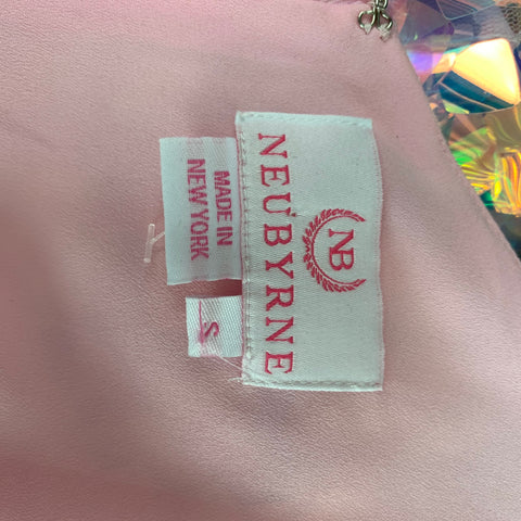 NEUBYRNE Conjunto de falda de lentejuelas y paillette de seda rosa talla S