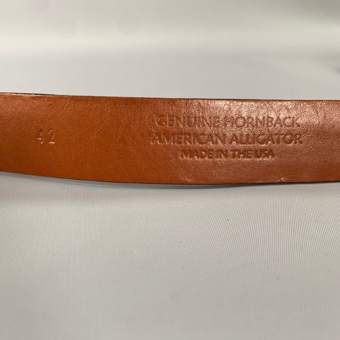 SADDLEBACK LEATHER CO. Size 42 Black Crackled Alligator Leather Belt