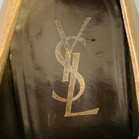YVES SAINT LAURENT Size 9 Brown Perforated Leather Cap Toe Lace-Up Shoes