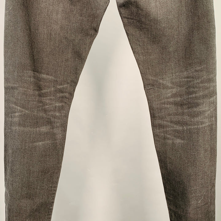 THE KOOPLES Size 31 Black Grey Distressed Cotton Blend Selvedge Jeans