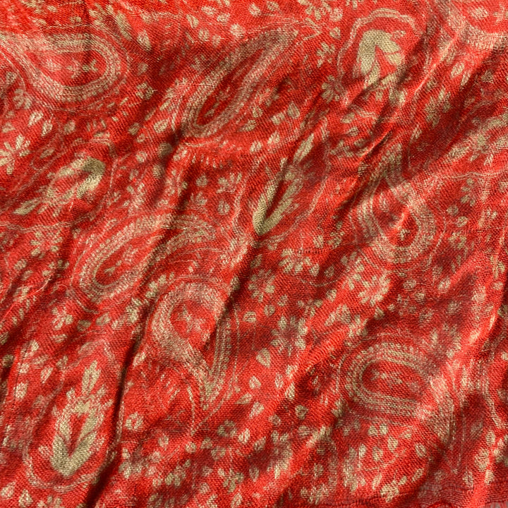 VINTAGE Burgundy Beige Paisley Scarf
