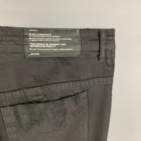JULIUS_7 by TATSURO HORIKAWA Size L Black Cotton Crack Twisted Leg Jeans