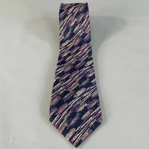 MISSONI One Size Purple Grey Black Abstract Silk Tie