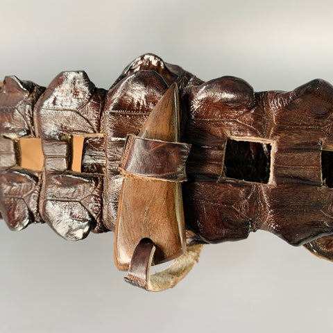 VINTAGE Brown Crocodile Leather Belt