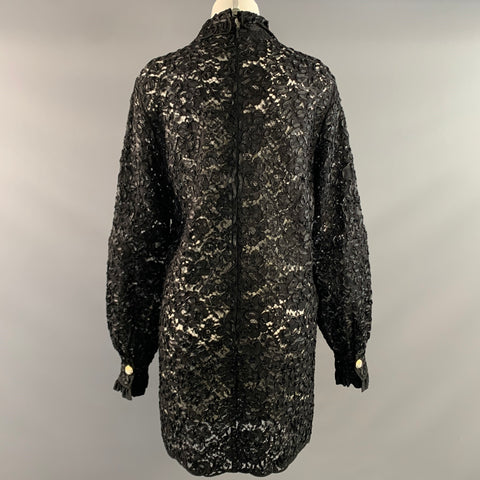 GUCCI Size S Black Silk Lace Button Up Shirt