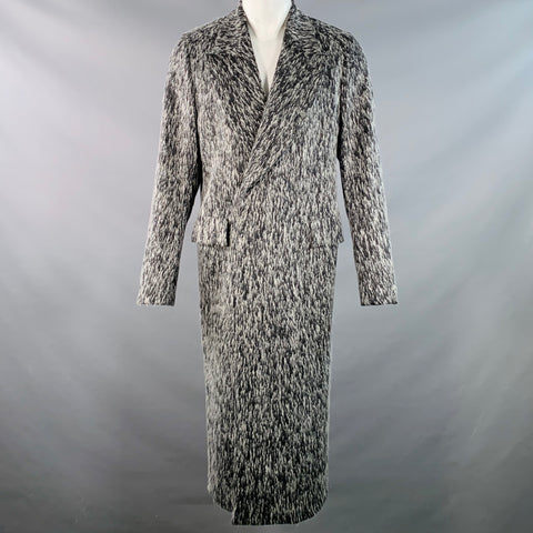 PAUL SMITH Size M Grey White Textured Wool Blend Peak Lapel Coat