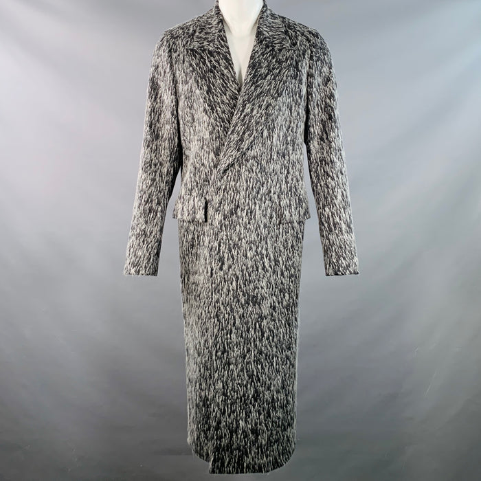 PAUL SMITH Size M Grey White Textured Wool Blend Peak Lapel Coat