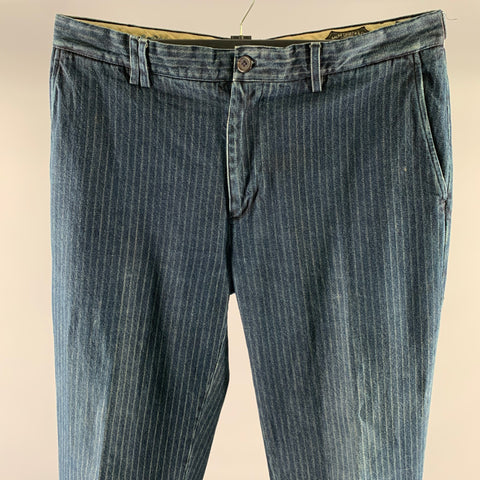 RALPH LAUREN Size 36 Navy Indigo Pinstripe Cotton Cuffed Jeans