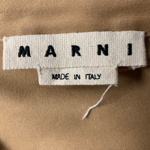 MARNI Size 42 Khaki Cut Out Cotton Hidden Placket Jacket